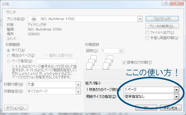 Wordの印刷機能で拡大 縮小 Logique